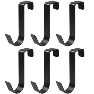 6 Pack Over Cabinet Door Hooks Black | Towel Hook, Frameless Glass Door Compatible, Office Kitchen Bathroom, J Hooks for Hanging 6 Pack Over Cabinet Door Hooks Black | Towel Hook, Frameless Glass Door Compatible, Office Kitchen Bathroom, J Hooks for Hanging