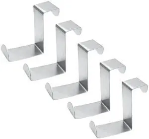 5 Pcs Z-Shaped Over The Door Hooks Fits 3/4" and 1-3/4" (Silver) | Stainless Steel, Dual-Head Two Widths, No Tools Hang Over Door, for Kitchen Bathroom Closet Bedroom 5 Pcs Z-Shaped Over The Door Hooks Fits 3/4" and 1-3/4" (Silver) | Stainless Steel, Dual-Head Two Widths, No Tools Hang Over Door, for Kitchen Bathroom Closet Bedroom