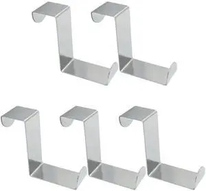 5 Pcs Over The Door Hooks Stainless Steel Z-Shaped | Reversible Hanger, Fits 1" and 2" Door Thickness, Heavy Duty, For Towels, Coats, Bags, Robes 5 Pcs Over The Door Hooks Stainless Steel Z-Shaped | Reversible Hanger, Fits 1" and 2" Door Thickness, Heavy Duty, For Towels, Coats, Bags, Robes