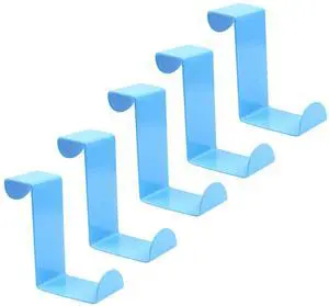 5Pcs Over The Door Hooks, Blue, Fits 3/4" & 1-1/2" Door Widths | Z-Shaped Hanger, Reversible Single Metal Hooks, For Hanging Clothes, Towels, Bags 5Pcs Over The Door Hooks, Blue, Fits 3/4" & 1-1/2" Door Widths | Z-Shaped Hanger, Reversible Single Metal Hooks, For Hanging Clothes, Towels, Bags