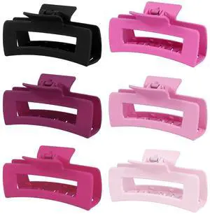4 Inch Big Hair Claw Clips 6 Pcs Large Claw for Thick Hair Square Hair Clips for Women Rectangle Hair Clips Nonslip Acrylic Banana Jaw Clips Hair Accessories for Girls (Pink Purle) 4 Inch Big Hair Claw Clips 6 Pcs Large Claw for Thick Hair Square Hair Clips for Women Rectangle Hair Clips Nonslip Acrylic Banana Jaw Clips Hair Accessories for Girls (Pink Purle)