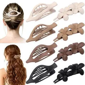 8 Pcs Flat Hair Clips for Women, Flower Flat Hair Clips 2 Styles Matte Hair Accessories Non-slip Hair Claw Clips for Thin and Thick Hair (Brown) 8 Pcs Flat Hair Clips for Women, Flower Flat Hair Clips 2 Styles Matte Hair Accessories Non-slip Hair Claw Clips for Thin and Thick Hair (Brown)