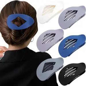 Large Flat Round Hair Clips Oval Claw Clips for Thick Medium Thin Hair 6Pcs Non Slip Strong Hold Barrettes Duckbill Accessories for Women Girls Matte Solid Color Grey Blue Large Flat Round Hair Clips Oval Claw Clips for Thick Medium Thin Hair 6Pcs Non Slip Strong Hold Barrettes Duckbill Accessories for Women Girls Matte Solid Color Grey Blue