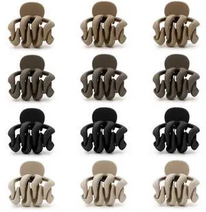 Mini Matte Hair Claw Clips Set for Fine Hair, Non-Slip Small Jaw Clips for Women, Neutral Tones in Khaki, Coffee, Brown & Black(12-Piece) Mini Matte Hair Claw Clips Set for Fine Hair, Non-Slip Small Jaw Clips for Women, Neutral Tones in Khaki, Coffee, Brown & Black(12-Piece)