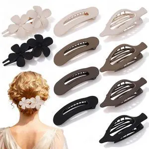 10-Piece Flat Hair Clips for Women, 3-Style Matte Claw Clip Set | Flat Claw Clips for Women, No-Bump Strong Hold, Acrylic Barrettes Secure Thick or Thin Hair, Driving and Lying Down 10-Piece Flat Hair Clips for Women, 3-Style Matte Claw Clip Set | Flat Claw Clips for Women, No-Bump Strong Hold, Acrylic Barrettes Secure Thick or Thin Hair, Driving and Lying Down
