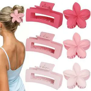 Flower Hair Clips for Women, Square Claw Clips for Girls 6 PCS - Light Pink | 2 Styles Hair Claw Clips for Thick or Thin Hair Hibiscus Rectangle Large Plumeria Medium Hair Accessories for Women Flower Hair Clips for Women, Square Claw Clips for Girls 6 PCS - Light Pink | 2 Styles Hair Claw Clips for Thick or Thin Hair Hibiscus Rectangle Large Plumeria Medium Hair Accessories for Women