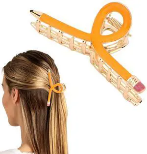 Pencil Hair Clip for Women Thin Hair Teacher Appreciation Gifts | Pencil Claw Clips Funny Back to School Hair Clips for Teacher Gifts Cute Hair Accessories for Party Costume Orange Pencil Hair Clip for Women Thin Hair Teacher Appreciation Gifts | Pencil Claw Clips Funny Back to School Hair Clips for Teacher Gifts Cute Hair Accessories for Party Costume Orange