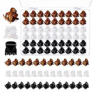 54Pcs Mini Hair Clips for Women, 0.6 in / 1.5 cm Small Claw Clips Without Snagging, Strong Grip Tiny Plastic Hair Clips for Styling Buns, Half-Up Looks, Bangs(Black,Clear,Brown) 54Pcs Mini Hair Clips for Women, 0.6 in / 1.5 cm Small Claw Clips Without Snagging, Strong Grip Tiny Plastic Hair Clips for Styling Buns, Half-Up Looks, Bangs(Black,Clear,Brown)