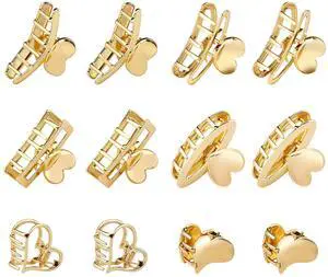 12Pcs Small Gold Hair Clips for Women Cute Metal Mini Heart Hair Claw Clip for Girls Hair Clips for Thick Thin Hair, Girls Teens Hair Accessories 12Pcs Small Gold Hair Clips for Women Cute Metal Mini Heart Hair Claw Clip for Girls Hair Clips for Thick Thin Hair, Girls Teens Hair Accessories