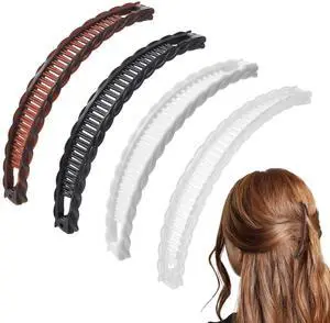 4 Pcs Mixed Colors Banana Hairs Clips Set, Banana Hair Clip Black And Brown Tortoise Clips, Hair Comb Volumizing Hairs Clip For Women Girls 4 Pcs Mixed Colors Banana Hairs Clips Set, Banana Hair Clip Black And Brown Tortoise Clips, Hair Comb Volumizing Hairs Clip For Women Girls