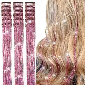 18Pcs Hair Tinsel Clip in, Tinsel Hair Extensions, Pink Hair Tinsel Clips 20 Inch Glitter Fairy Hair Clips, Party Festival Clip in Hair Tinsel, Pink Hair Accessories for Girls Kids Women (Pink 18Pcs) 18Pcs Hair Tinsel Clip in, Tinsel Hair Extensions, Pink Hair Tinsel Clips 20 Inch Glitter Fairy Hair Clips, Party Festival Clip in Hair Tinsel, Pink Hair Accessories for Girls Kids Women (Pink 18Pcs)