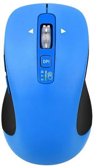 Wireless Bluetooth Mouse (USB + BT1 + BT2), Full Size, 4-Way Scrolling, Multi-Device Silent Mouse for Computer, Laptop, iPad, MacBook (Blue) Wireless Bluetooth Mouse (USB + BT1 + BT2), Full Size, 4-Way Scrolling, Multi-Device Silent Mouse for Computer, Laptop, iPad, MacBook (Blue)