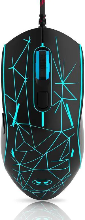 Wired Gaming Mouse, Ergonomic USB Optical Mouse with 7 Colors Breathing LED Backlit, 6 Adjustable Speed Levels from 600 to 3200 for Laptop PC Computer Games & Work, Black Wired Gaming Mouse, Ergonomic USB Optical Mouse with 7 Colors Breathing LED Backlit, 6 Adjustable Speed Levels from 600 to 3200 for Laptop PC Computer Games & Work, Black