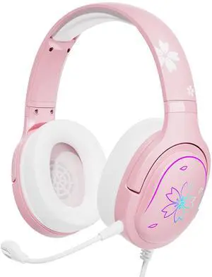 Cherry Blossoms Wired Gaming Headset, 360° Rotation Mic, Soft Earmuff Gaming Headphones for PS4, PS5, PC & MAC, Switch, RGB Gradient Light Effect Cherry Blossoms Wired Gaming Headset, 360° Rotation Mic, Soft Earmuff Gaming Headphones for PS4, PS5, PC & MAC, Switch, RGB Gradient Light Effect