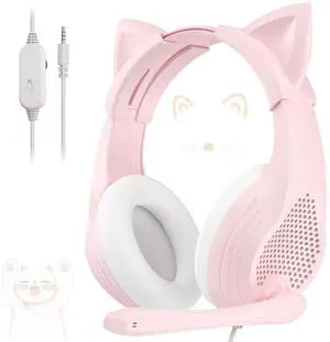 Pink Gaming Headset with Microphone for PC Computer iOS Mac PS4 PS5 Xbox One Phone, 3D Surround Sound, Soft Memory Foam Ear Cushion, Wired Over-Ear Headphones with Mic for Gamer Pink Gaming Headset with Microphone for PC Computer iOS Mac PS4 PS5 Xbox One Phone, 3D Surround Sound, Soft Memory Foam Ear Cushion, Wired Over-Ear Headphones with Mic for Gamer