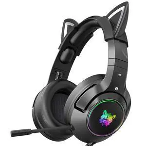 Cat Ear Gaming Cute Headset, Wired Headphones with Microphone, Surround Sound, LED Backlight for PS4, PS5, PC, Mobile Phone (Black) Cat Ear Gaming Cute Headset, Wired Headphones with Microphone, Surround Sound, LED Backlight for PS4, PS5, PC, Mobile Phone (Black)