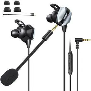 Wired Gaming Earbuds with Mic, in-Ear Gaming Earphones with Dual Audio Drivers, in-Line Controls, HiFi Noise Cancelling Headphones for PC, Nintendo Switch, Xbox Series X|S, PS5, PS4 Wired Gaming Earbuds with Mic, in-Ear Gaming Earphones with Dual Audio Drivers, in-Line Controls, HiFi Noise Cancelling Headphones for PC, Nintendo Switch, Xbox Series X|S, PS5, PS4