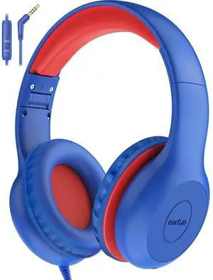 Kids Headphones Wired with Microphone, 85/94dB Volume Limit Headphones for Kids, Portable Wired Headphone with Shareport, Stereo Sound Foldable Headset for School/Tablet/PC/Kindle, Navy Red Kids Headphones Wired with Microphone, 85/94dB Volume Limit Headphones for Kids, Portable Wired Headphone with Shareport, Stereo Sound Foldable Headset for School/Tablet/PC/Kindle, Navy Red