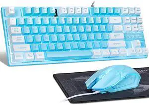 Blue Keyboard and Mouse Combo, 87 Keys TKL USB Wired LED Light Up Backlit Keyboard, 800-3200 DPI RGB Mouse, Blue Mouse and Keyboard Combo for PS4 PS5 PC Laptop Mac Computers Blue Keyboard and Mouse Combo, 87 Keys TKL USB Wired LED Light Up Backlit Keyboard, 800-3200 DPI RGB Mouse, Blue Mouse and Keyboard Combo for PS4 PS5 PC Laptop Mac Computers