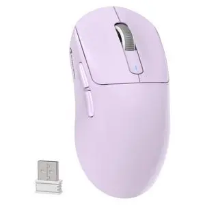 Wireless Gaming Mouse, 49g Ultralight, PixArt PAW3395 26000 DPI, Bluetooth/2.4Ghz /Wired Tri-Mode, 200Hrs Rechargeable Battery, Kailh GM8.0 Switch for PC/MAC/Win - Purple Wireless Gaming Mouse, 49g Ultralight, PixArt PAW3395 26000 DPI, Bluetooth/2.4Ghz /Wired Tri-Mode, 200Hrs Rechargeable Battery, Kailh GM8.0 Switch for PC/MAC/Win - Purple