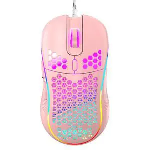 Honeycomb Wired Gaming Mouse with RGB On/Off Switch, 7200 Adjustable DPI, Ergonomic Lightweight Design & High Precision Sensor for PC/Mac Gamers (Pink) Honeycomb Wired Gaming Mouse with RGB On/Off Switch, 7200 Adjustable DPI, Ergonomic Lightweight Design & High Precision Sensor for PC/Mac Gamers (Pink)