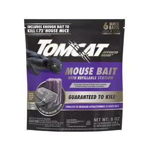 Advanced Brand Mouse Bait with Refillable Station, Indoor and Outdoor Use, 1 Station and 6 Bait Block Refills Advanced Brand Mouse Bait with Refillable Station, Indoor and Outdoor Use, 1 Station and 6 Bait Block Refills