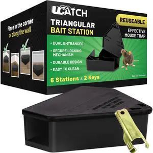 LockBait Pro Mouse Bait Stations | 6 Pack Mouse Bait Box for Outdoor Use | Mice Bait Stations with Keys for Indoor and Outdoor Use LockBait Pro Mouse Bait Stations | 6 Pack Mouse Bait Box for Outdoor Use | Mice Bait Stations with Keys for Indoor and Outdoor Use