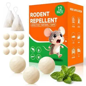 Mouse Rodent Repellent, 12 Pack Peppermint Oil Repellent Balls for Mouse Rats Squirrel Spider Roach Ant Pest Control Indoor & Outdoor, Natural Moth Balls for Rodent Control (White, 12) Mouse Rodent Repellent, 12 Pack Peppermint Oil Repellent Balls for Mouse Rats Squirrel Spider Roach Ant Pest Control Indoor & Outdoor, Natural Moth Balls for Rodent Control (White, 12)