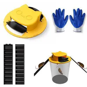 Mouse Trap Bucket Lid 4 Pack, Auto Reset Flip & Slide Bucket Lid Mouse Trap with Ramp, Adhesive Pads & Gloves, Reusable Rat Trap Bucket, Multi-Catch Bucket Trap for Indoor Outdoor Home Garage Barn Use Mouse Trap Bucket Lid 4 Pack, Auto Reset Flip & Slide Bucket Lid Mouse Trap with Ramp, Adhesive Pads & Gloves, Reusable Rat Trap Bucket, Multi-Catch Bucket Trap for Indoor Outdoor Home Garage Barn Use