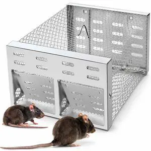 Humane Rodent Trap for Indoor & Outdoor Use - Automatic Multi-Catch Metal Cage with Dual One-Way Doors, Reusable Safe Trap for Mice, Chipmunks & Small Animals Humane Rodent Trap for Indoor & Outdoor Use - Automatic Multi-Catch Metal Cage with Dual One-Way Doors, Reusable Safe Trap for Mice, Chipmunks & Small Animals
