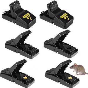 Mouse Trap, Black Plastic Reusable Snap Traps, 6 Pack with Quick Action Spring Mechanism for Indoor Outdoor Pest Control Small Mouse Trap, Black Plastic Reusable Snap Traps, 6 Pack with Quick Action Spring Mechanism for Indoor Outdoor Pest Control Small
