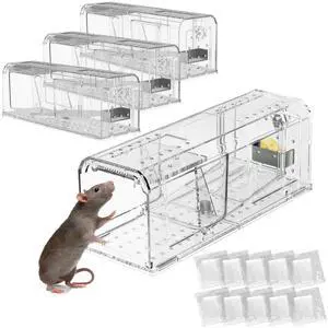 Humane Mouse Trap,4 PCS No Kill Mouse Traps for Indoor & Outdoor - Reusable Live Trap for Catch and Release, Safe & Easy Bucket Mouse Trap Lid Design, Pet Friendly Trampas para Ratones,Easy to Use Humane Mouse Trap,4 PCS No Kill Mouse Traps for Indoor & Outdoor - Reusable Live Trap for Catch and Release, Safe & Easy Bucket Mouse Trap Lid Design, Pet Friendly Trampas para Ratones,Easy to Use