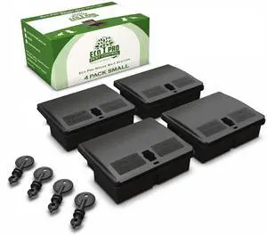 Mouse Bait Station | 4-Pack Indoor & Outdoor Mouse Bait Stations | Bait (Not Included) is Secured by Lock & Key | Pet & Child-Safe Alternative to Mouse Traps | for Mice Only - Small Size Mouse Bait Station | 4-Pack Indoor & Outdoor Mouse Bait Stations | Bait (Not Included) is Secured by Lock & Key | Pet & Child-Safe Alternative to Mouse Traps | for Mice Only - Small Size