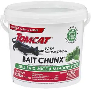 with Bromethalin Bait Chunx Pail - Rat & Mouse Bait, Rat and Mice Control for Agricultural Use and Professional Applicators, 4.25 lbs. with Bromethalin Bait Chunx Pail - Rat & Mouse Bait, Rat and Mice Control for Agricultural Use and Professional Applicators, 4.25 lbs.