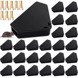 Pcs Mice Station with Key Triangle Mouse Station Lockable Reusable Bait Box, Enclosed Design for Indoor and Outdoor Use, Suitable for Small Mice (Black) Pcs Mice Station with Key Triangle Mouse Station Lockable Reusable Bait Box, Enclosed Design for Indoor and Outdoor Use, Suitable for Small Mice (Black)