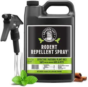 Rodent Repellent Spray - Peppermint Oil and Cinnamon Oil Spray for Rodents & Mice - Plant-Based Mouse Deterrent for Cars, RVs, Garages & Indoor Spaces - Non-Staining Formula - 128 oz Rodent Repellent Spray - Peppermint Oil and Cinnamon Oil Spray for Rodents & Mice - Plant-Based Mouse Deterrent for Cars, RVs, Garages & Indoor Spaces - Non-Staining Formula - 128 oz