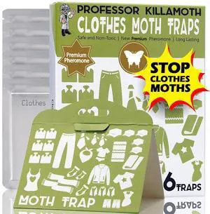 Industrial Strength Clothes Moth Traps Safe, Non-Toxic Closet Moth Prevention for Clothes & Wool Pheromone Traps for House & Wardrobe Protection 6 Pack Industrial Strength Clothes Moth Traps Safe, Non-Toxic Closet Moth Prevention for Clothes & Wool Pheromone Traps for House & Wardrobe Protection 6 Pack