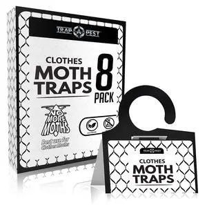 Clothing Moth - 8 Pack - Non Toxic Moth Traps for Clothes with Pheromone Attractant - Odorless Sticky Trap for Closet, Carpets Clothing Moth - 8 Pack - Non Toxic Moth Traps for Clothes with Pheromone Attractant - Odorless Sticky Trap for Closet, Carpets