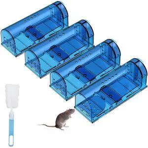Humane Mouse Traps, Catch& Release, Reusable Rat Traps, Easy to Set and Safe for Family and Pets, No Kill for Small Rodent/Voles/Hamsters/Moles, Catcher That Works for Indoor/Outdoor, 4 Pack Humane Mouse Traps, Catch& Release, Reusable Rat Traps, Easy to Set and Safe for Family and Pets, No Kill for Small Rodent/Voles/Hamsters/Moles, Catcher That Works for Indoor/Outdoor, 4 Pack