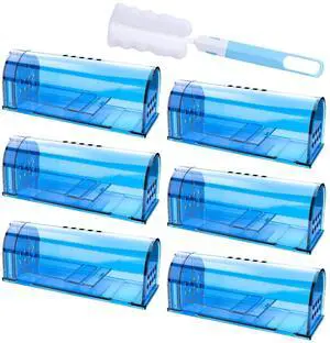 6 Pack Humane Mouse Traps No Kill, Catch and Release Live Mouse Trap Indoor for Home, Reusable Mice Trap Cage with Cleaning Brush(Blue) 6 Pack Humane Mouse Traps No Kill, Catch and Release Live Mouse Trap Indoor for Home, Reusable Mice Trap Cage with Cleaning Brush(Blue)