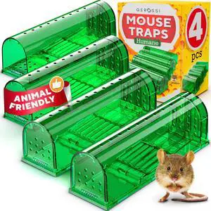 Humane Catch and Release Mouse Traps Pack of 4 - Perfect for House, Indoor & Outdoor - Easy Set Durable Mice Traps, Safe for Children, Pets & Humans - Instantly Remove Unwanted Rodents from Your Home Humane Catch and Release Mouse Traps Pack of 4 - Perfect for House, Indoor & Outdoor - Easy Set Durable Mice Traps, Safe for Children, Pets & Humans - Instantly Remove Unwanted Rodents from Your Home