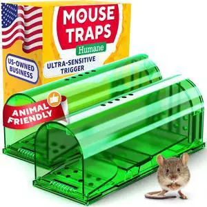 Humane Mouse Trap (2-Pack) Ultra-Sensitive Catch & Release Live Mice Traps Fast Home, Indoor & Outdoor Control Safe for Kids & Pets Reusable No-Kill Design Humane Mouse Trap (2-Pack) Ultra-Sensitive Catch & Release Live Mice Traps Fast Home, Indoor & Outdoor Control Safe for Kids & Pets Reusable No-Kill Design