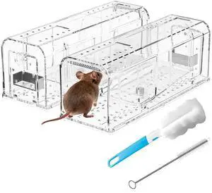 2 Pack Humane Mouse Trap for Indoor Outdoor, Catch and Release Mouse Traps, Mice Trap No Kill for Small Rat Rodent, Reusable & Easy to Use Mousetrap Catcher Small Capture Cage with Cleaning Brush 2 Pack Humane Mouse Trap for Indoor Outdoor, Catch and Release Mouse Traps, Mice Trap No Kill for Small Rat Rodent, Reusable & Easy to Use Mousetrap Catcher Small Capture Cage with Cleaning Brush