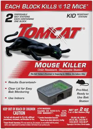 Mouse Killer Child Resistant, Disposable Station, 2 Pre-Filled Ready-To-Use Bait Stations Mouse Killer Child Resistant, Disposable Station, 2 Pre-Filled Ready-To-Use Bait Stations