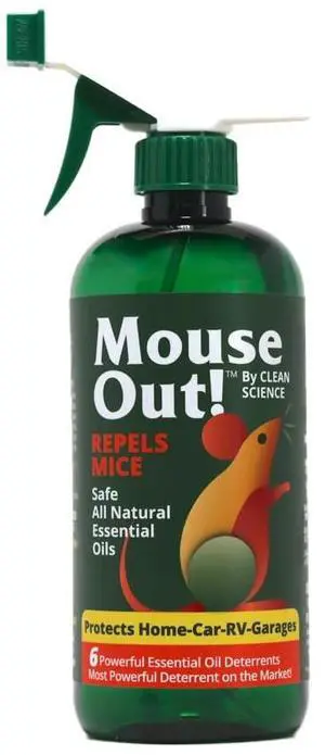 Mouse Out! All-Natural Rodent Repellent Spray 16oz Essential Oil Formula Protects Car Wiring & Stops Mice in Kitchens, Homes, RVs, and Garages Safe for Pets & Kids Mouse Out! All-Natural Rodent Repellent Spray 16oz Essential Oil Formula Protects Car Wiring & Stops Mice in Kitchens, Homes, RVs, and Garages Safe for Pets & Kids