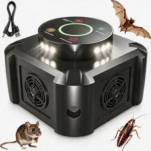 Ultrasonic Rodent Repeller & Pest Repellent with 12 Strobe Lights, 4 Frequency Modes Indoor Plug-in Mouse Control for Home, Garage, Attic, Electronic Mice Deterrent Devices, Black Ultrasonic Rodent Repeller & Pest Repellent with 12 Strobe Lights, 4 Frequency Modes Indoor Plug-in Mouse Control for Home, Garage, Attic, Electronic Mice Deterrent Devices, Black