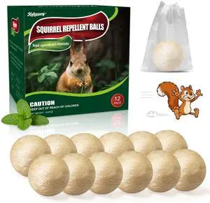 12 Pack Squirrel Repellent Balls-Squirrel &Chipmunk Repellent Outdoor,Keep Squirrels Out of Plants,Squirrel Deterrent for Bird Feeders,Attics,Cars&Gardens,Outdoor & Indoor Use, Plant-Based 12 Pack Squirrel Repellent Balls-Squirrel &Chipmunk Repellent Outdoor,Keep Squirrels Out of Plants,Squirrel Deterrent for Bird Feeders,Attics,Cars&Gardens,Outdoor & Indoor Use, Plant-Based