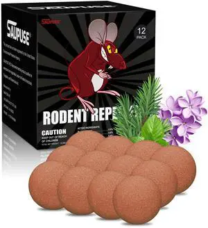 Rodent and Insect Repellent Ball. Suitable for use in Homes, Gardens, and Warehouses. Uses Natural Ingredients to Safely and Effectively Repel mice & Squirrels. Safe for Families and Pets 12 Pack Rodent and Insect Repellent Ball. Suitable for use in Homes, Gardens, and Warehouses. Uses Natural Ingredients to Safely and Effectively Repel mice & Squirrels. Safe for Families and Pets 12 Pack
