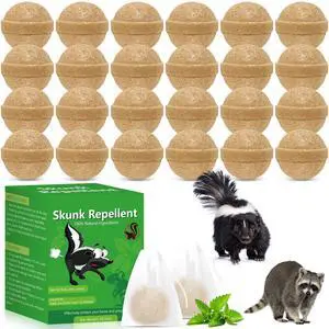 24 Pcs Skunk Repellent for Yard, Natural Peppermint Rodent Deterrent for Mouse, Mice, Skunk, Raccoon, Keep Skunk Away from House, Motor Campers, Attic, Humans & Pets Safe 24 Pcs Skunk Repellent for Yard, Natural Peppermint Rodent Deterrent for Mouse, Mice, Skunk, Raccoon, Keep Skunk Away from House, Motor Campers, Attic, Humans & Pets Safe