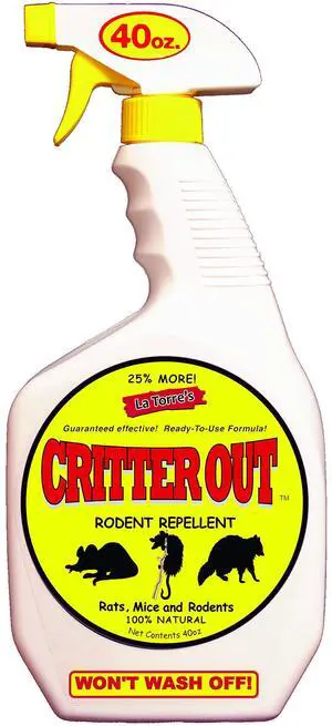 Mouse & Rat Repellent: Rodent Repellent: Critter Out 40oz Ready to Use Mouse & Rat Repellent: Rodent Repellent: Critter Out 40oz Ready to Use